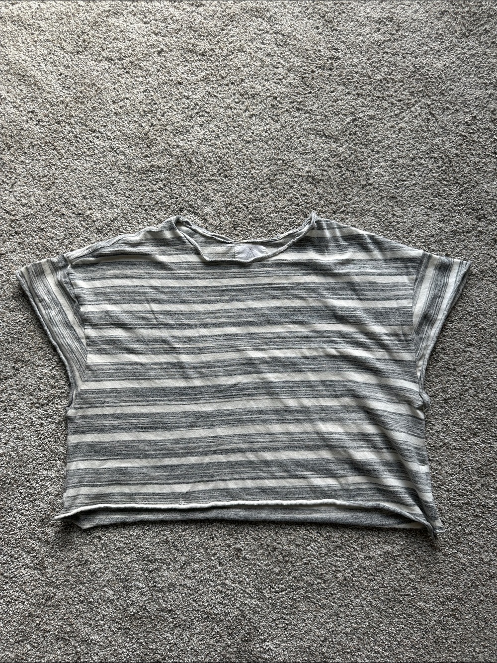 Striped Gray & White Cropped Tee
